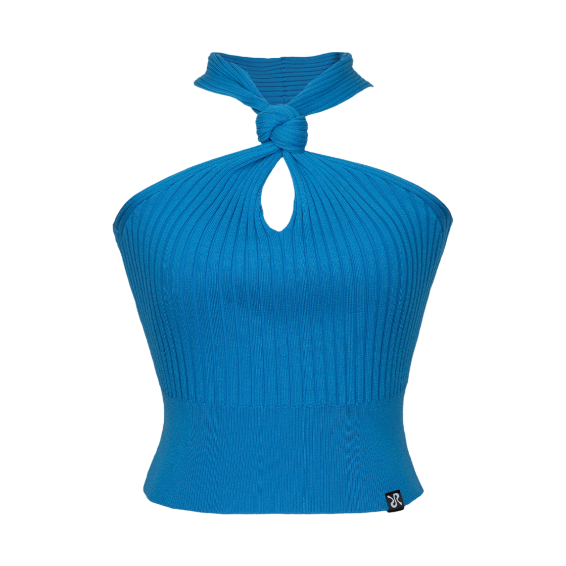 러프넥 니트 홀터넥 탑 블루(Roughneck Knitwear halter neck top blue)