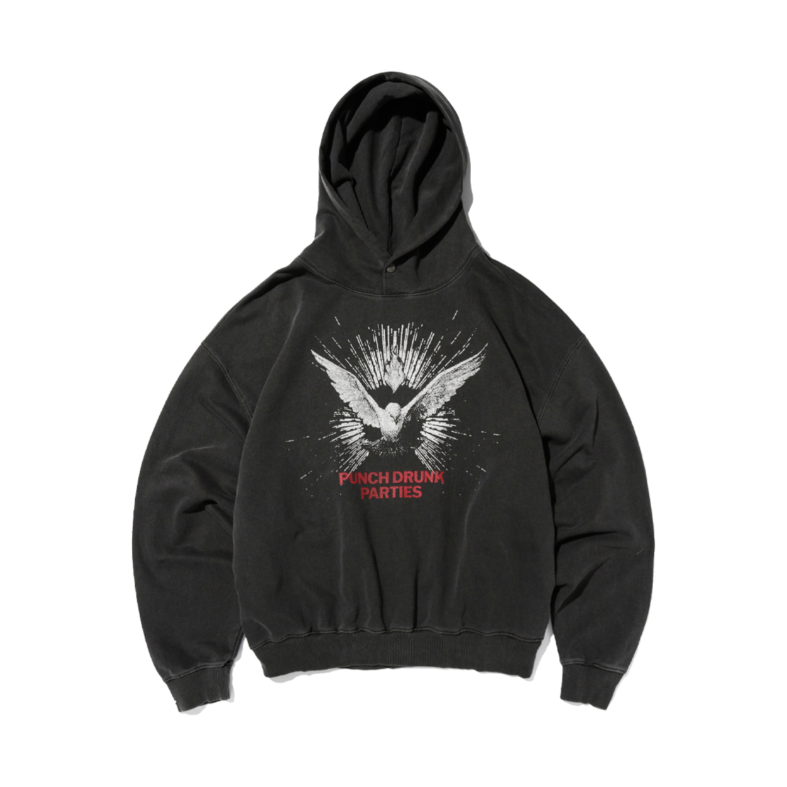 펀치 드렁크 파티즈 도비도비 가먼트 다이드 후드 차콜(Punch Drunk Parties Dovey Dovey Garment Dyed Hoodie Charcoal)