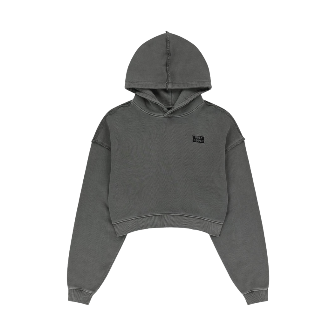 에이치덱스 우먼스 빅후드 데미지 피그먼트 크롭 후디 피그먼트 그레이(HDEX Womens Big Hood Damage Pigment Crop Hoodie Pigment Gray)
