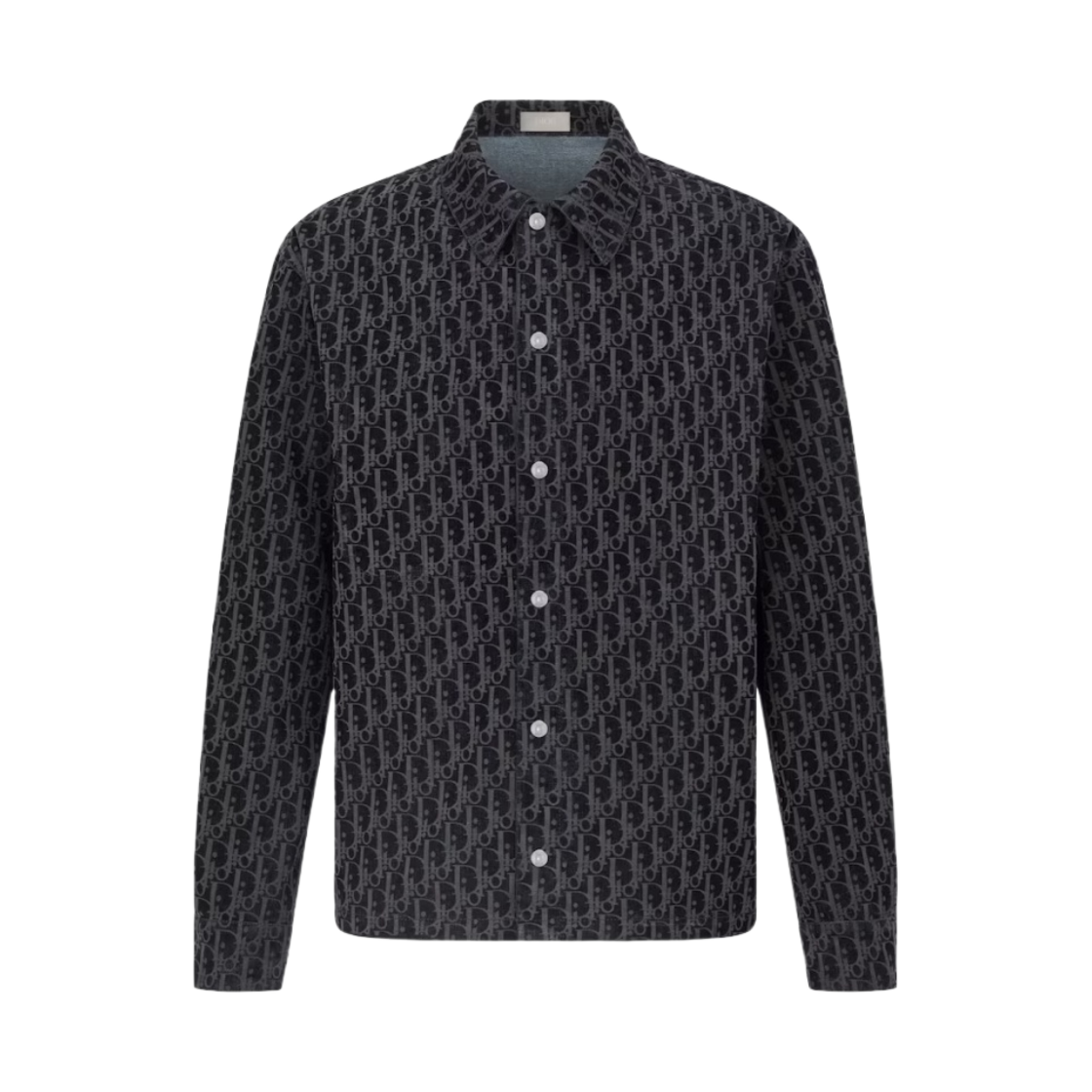 디올 오블리크 코튼 블렌드 트윌 오버셔츠 블루