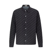 Dior Oblique Cotton Blend Twill Overshirt Blue