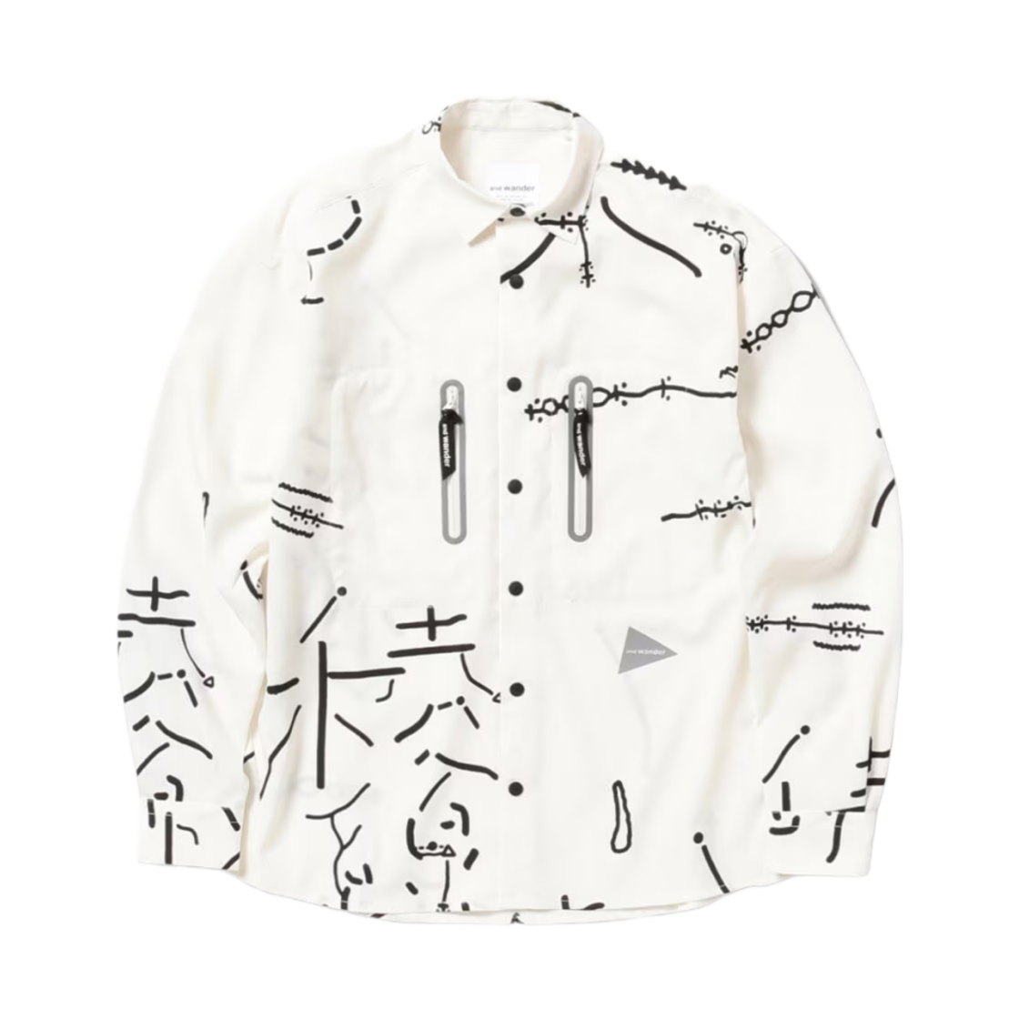 앤드 원더 다이지로 오하라 맵 키 프린트 셔츠 오프 화이트(And Wander Daijiro Ohara Map Key Print Shirt Off White)