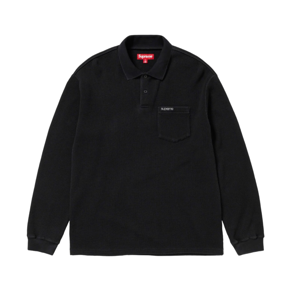 슈프림 써멀 롱슬리브 폴로 블랙 - 23FW