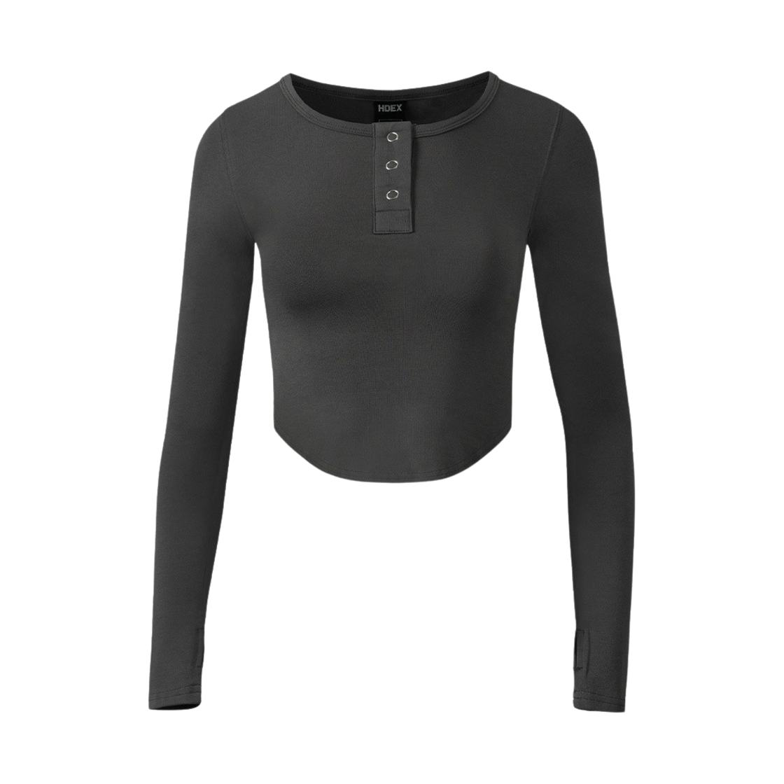에이치덱스 우먼스 스냅 라운드 크롭 롱 슬리브 차콜(HDEX Womens Snap Round Long Sleeve Charcoal) - 1