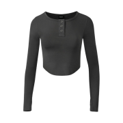 HDEX Womens Snap Round Long Sleeve Charcoal