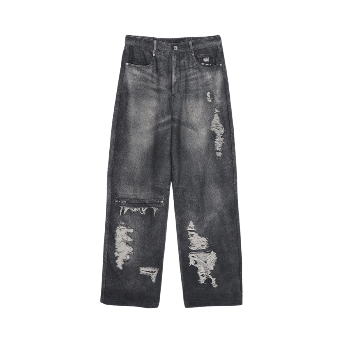 (W) 마뗑킴 빈티지 그래픽 프린티드 데님 팬츠 그레이((W) Matin Kim Vintage Graphic Printed Denim Pants Grey) - 1