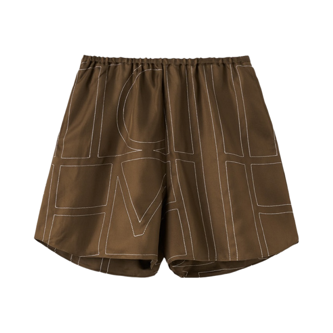 (W) 토템 모노그램 실크 파자마 쇼츠 모카((W) Toteme Monogram Silk PJ Shorts Mocha) - 1