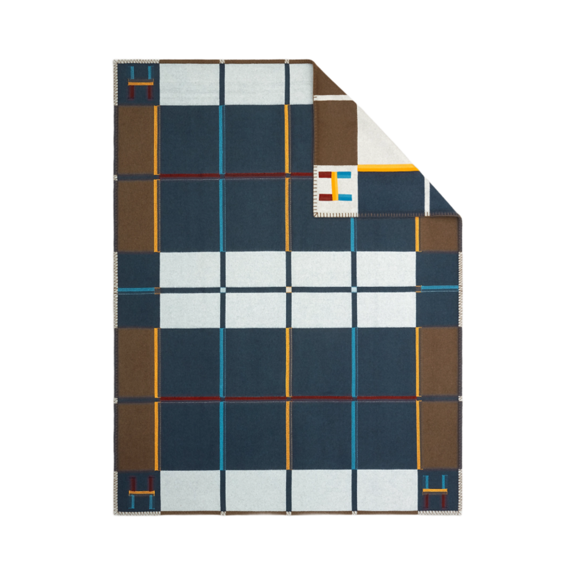 에르메스 아발론 레이온 블랭킷 캐시미어 글라스 비즈 & 마린 에벤(Hermes Avalon Rayon Blanket Cashmere Glass Beads & Marine Ebene) - 2