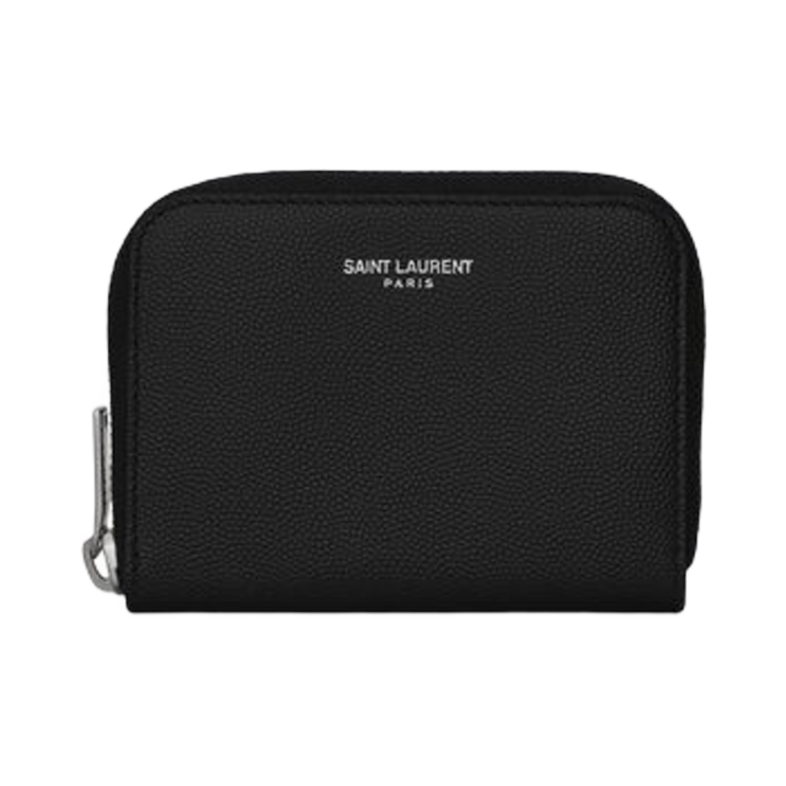 506522-BTY0N-1000 Saint Laurent Zipped Coin Purse in Grain De Poudre Embossed Leather Black