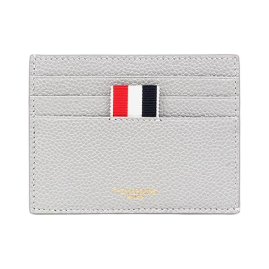 MAW220A-00198-055 Thom Browne Pebble Calfskin 4-Bar Applique Note Card Holder Grey