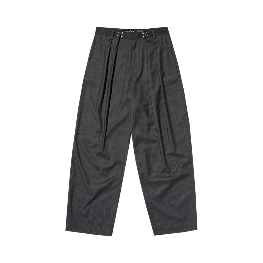 SDESBO200GY Suade Two Tuck Stripe Slacks Gray - 대표 이미지 #1