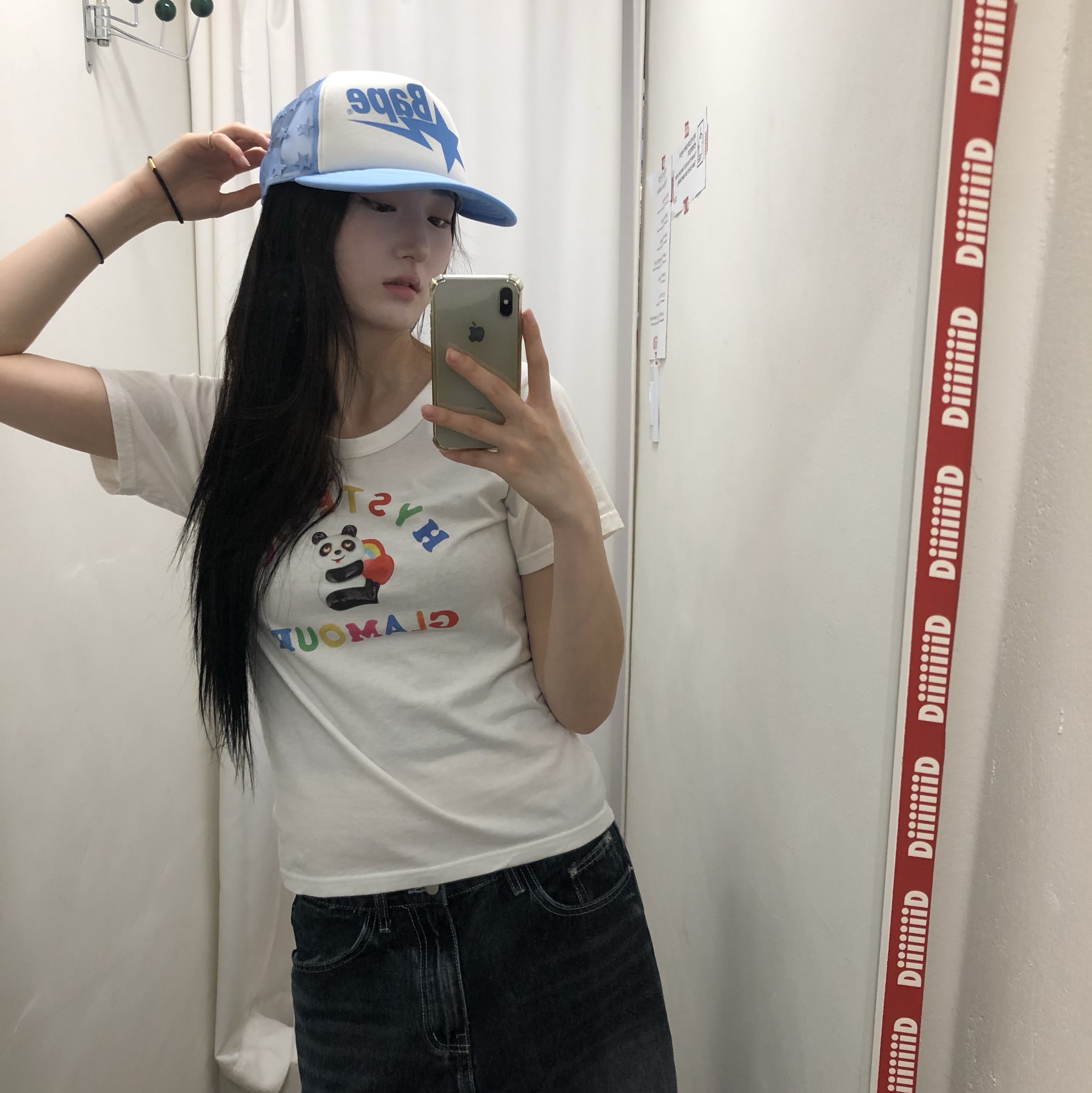 BAPE Sta Mesh Cap Black, (W) Hysteric Glamour Panda House T-Shirt White 착용 스타일 - 1