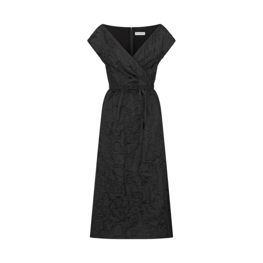 (W) Dior Regular-Fit Mid-Length Dress Black Crinkled Effect