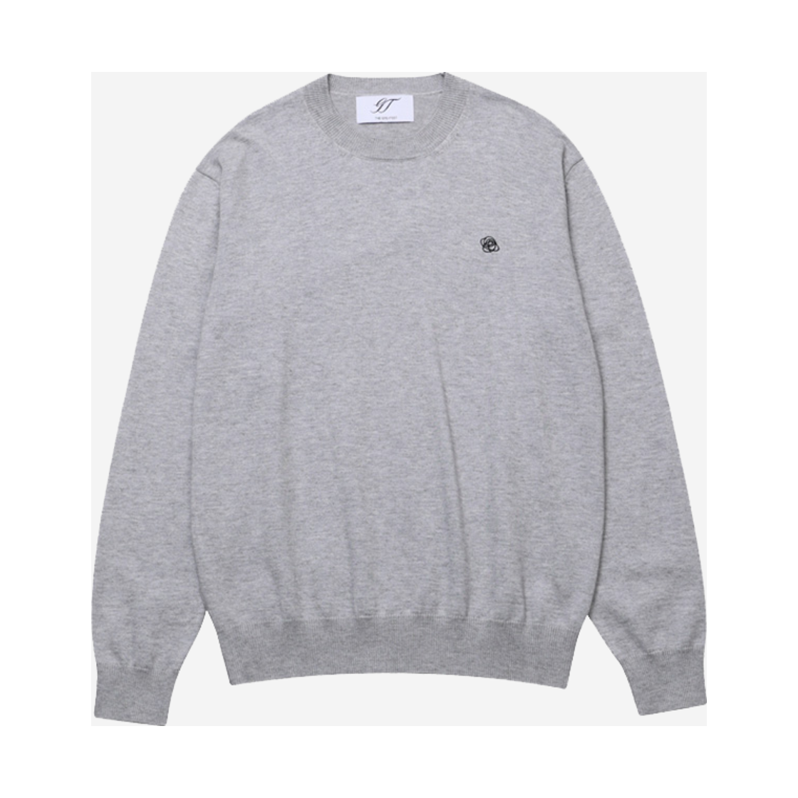 GT25SS01 GY The Greatest Rose Embroidered Knit Top Grey