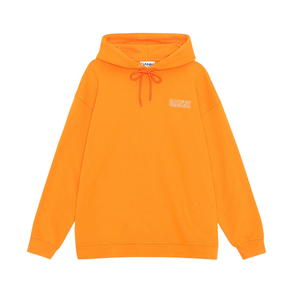 (W) 가니 소프트웨어 이솔리 후드 스웨트셔츠 브라이트 마리골드((W) Ganni Software Isoli Hooded Sweatshirt Bright Marigold)