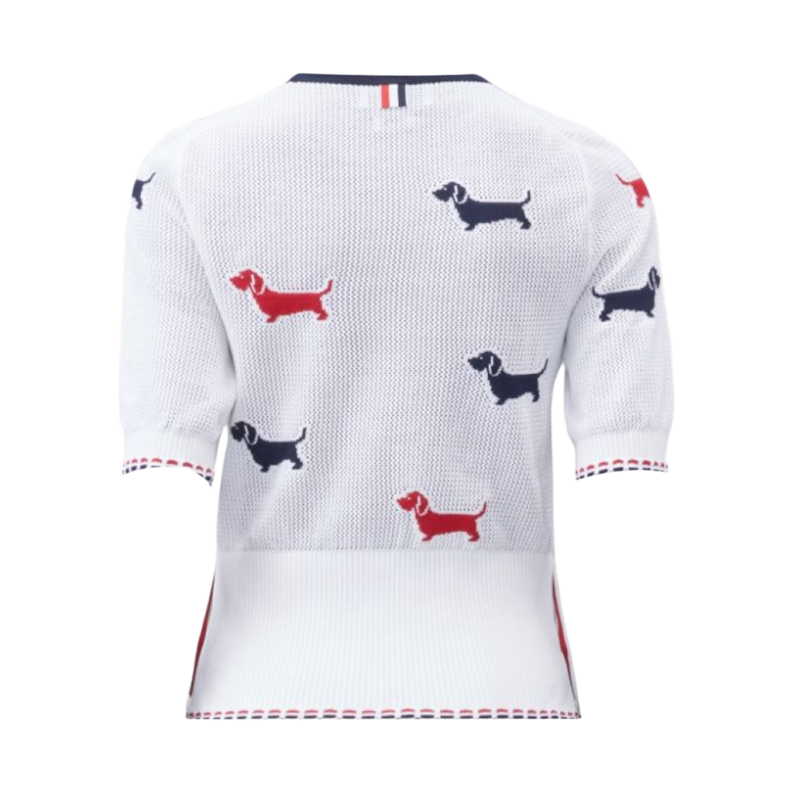 (W) 톰브라운 코튼 포인텔 크루넥 헥터 티셔츠 화이트((W) Thom Browne Cotton Pointelle Crewneck Hector T-Shirt White) - 2