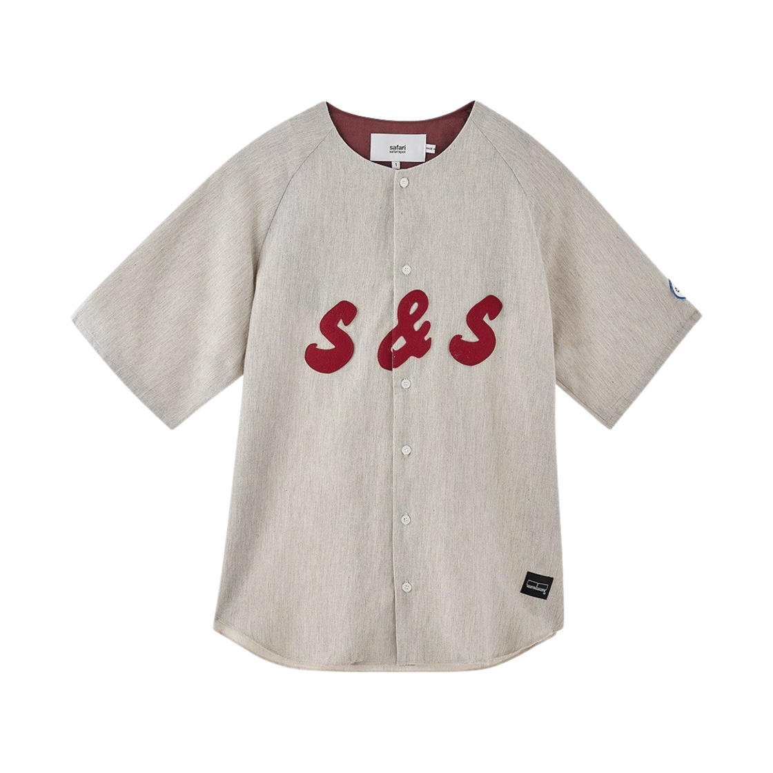 사파리스팟 베이스볼 쇼츠 슬리브 셔츠 그레이