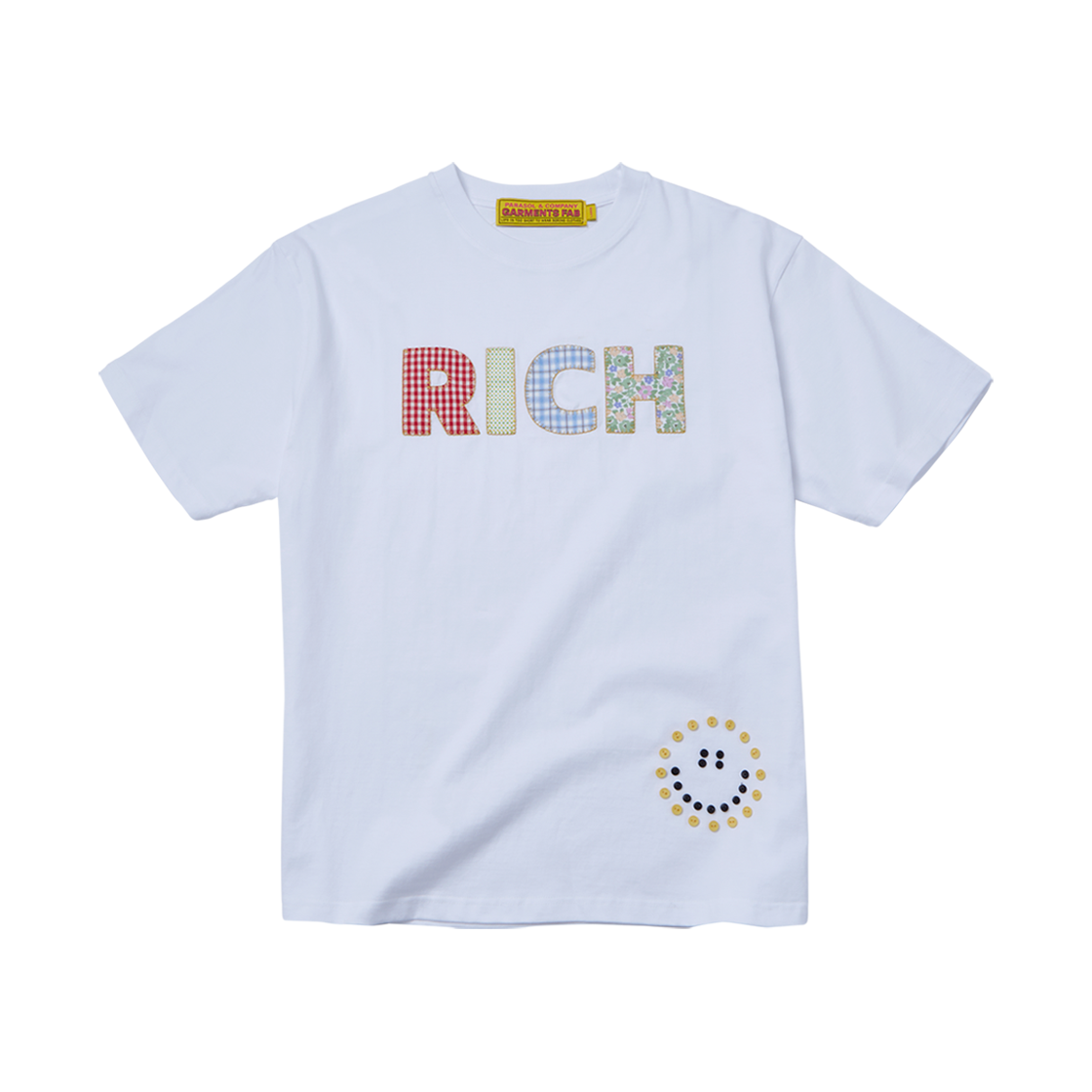 25SUGFST08WH Garments Fab Homemade Rich Smile Button Tee White