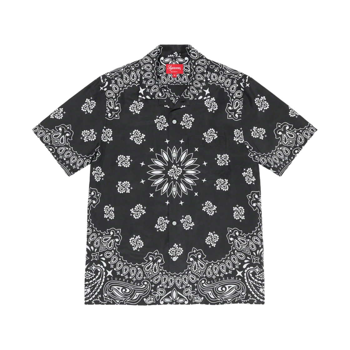 슈프림 반다나 실크 숏슬리브 셔츠 블랙 - 21SS(Supreme Bandana Silk S/S Shirt Black - 21SS)
