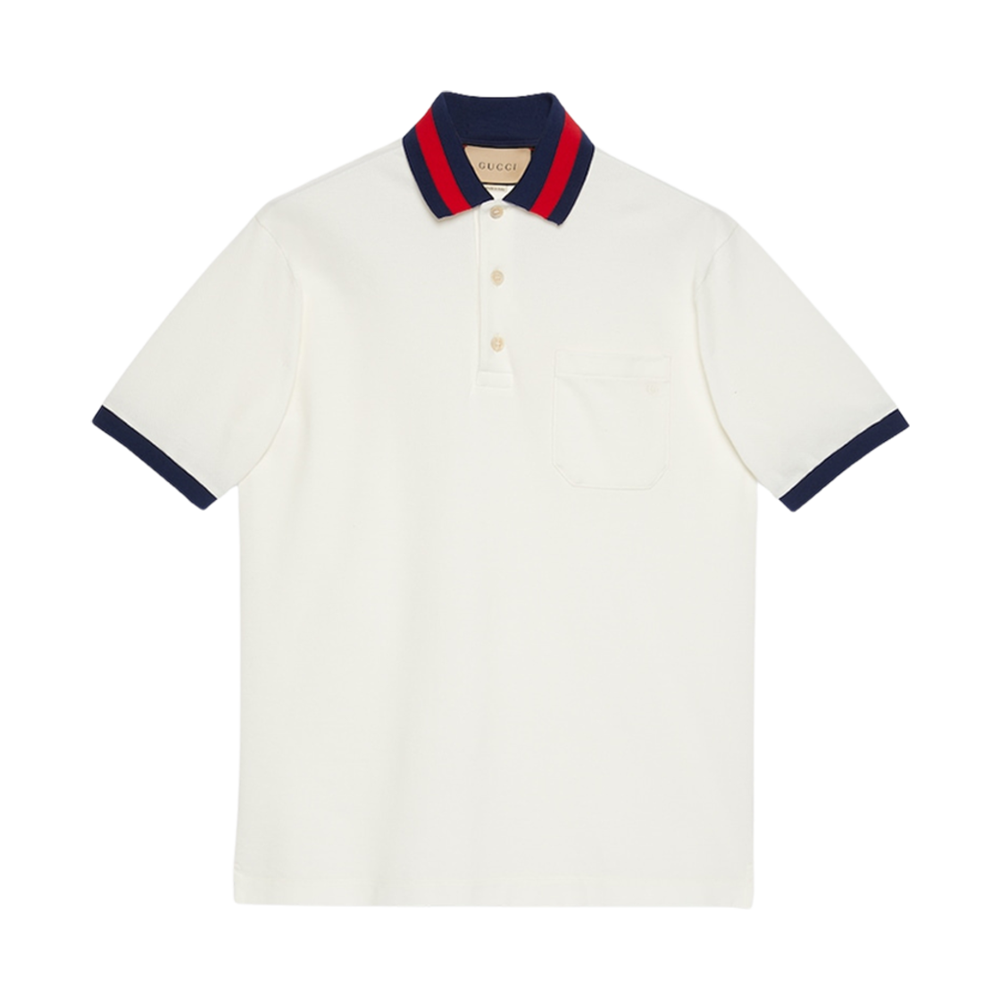 구찌 코튼 피케 폴로 웹 칼라 아이보리(Gucci Cotton Piquet Polo with Web Collar Ivory)