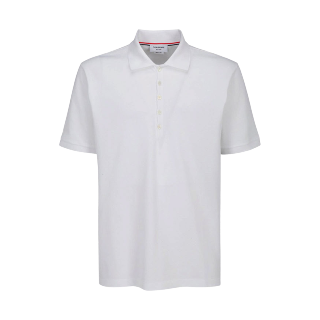 톰브라운 클래식 코튼 피케 사이드 인서트 사선 폴로 셔츠 화이트(Thom Browne Classic Cotton Pique Side Insert 4-Bar Polo Shirt White) - 1