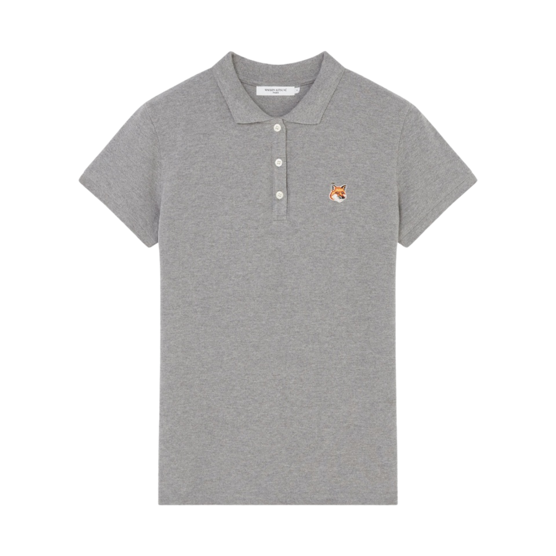 IW00211KJ7002-H150 (W) Maison Kitsune Fox Head Patch Classic Polo Grey Melange
