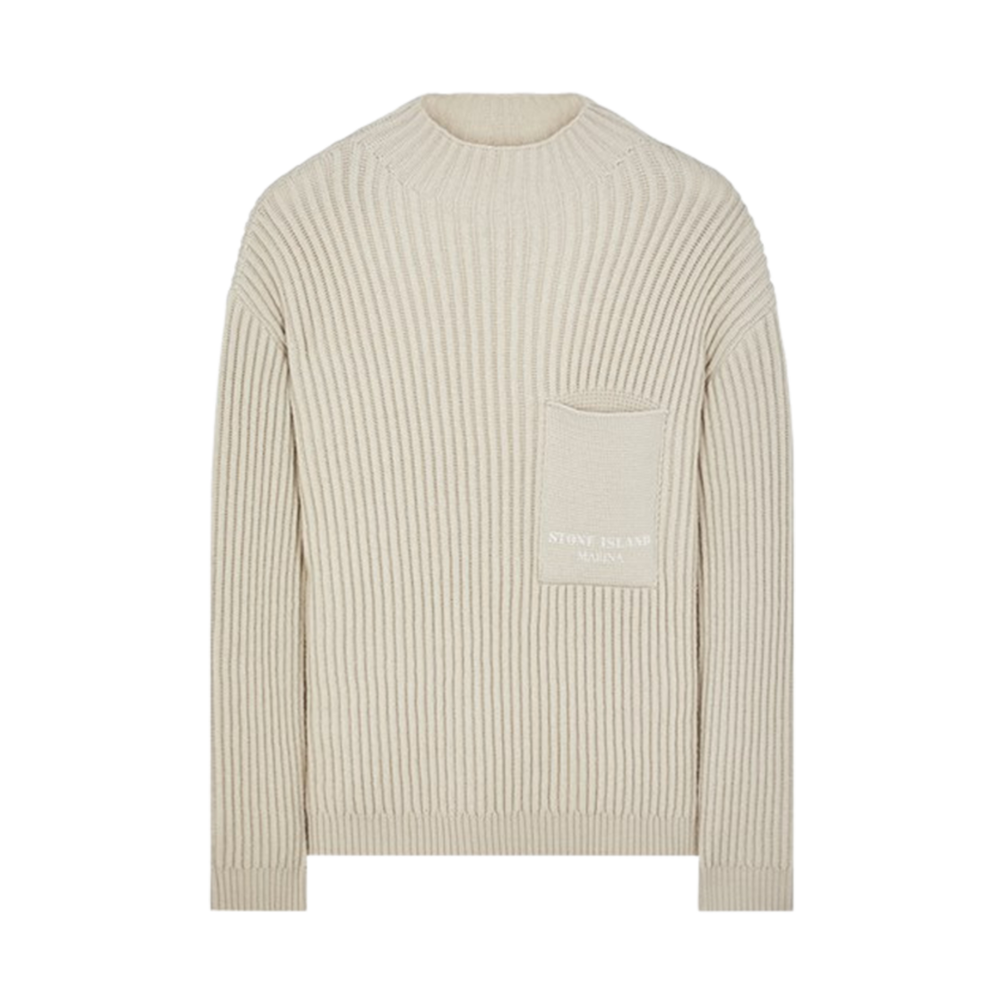 7915543XA-V0097 Stone Island 543XA Marina Full-Ribbed Pure Wool Mock Turtleneck Knit Stucco - 23FW