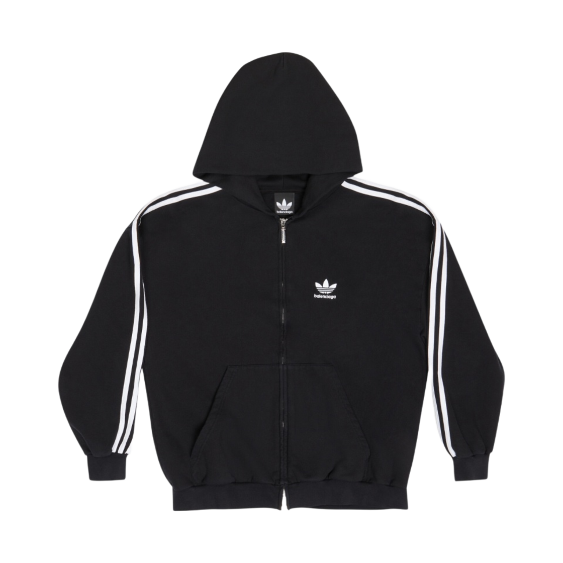 발렌시아가 x 아디다스 집업 후드 스몰 핏 블랙(Balenciaga x Adidas Zip-Up Hoodie Small Fit Black)