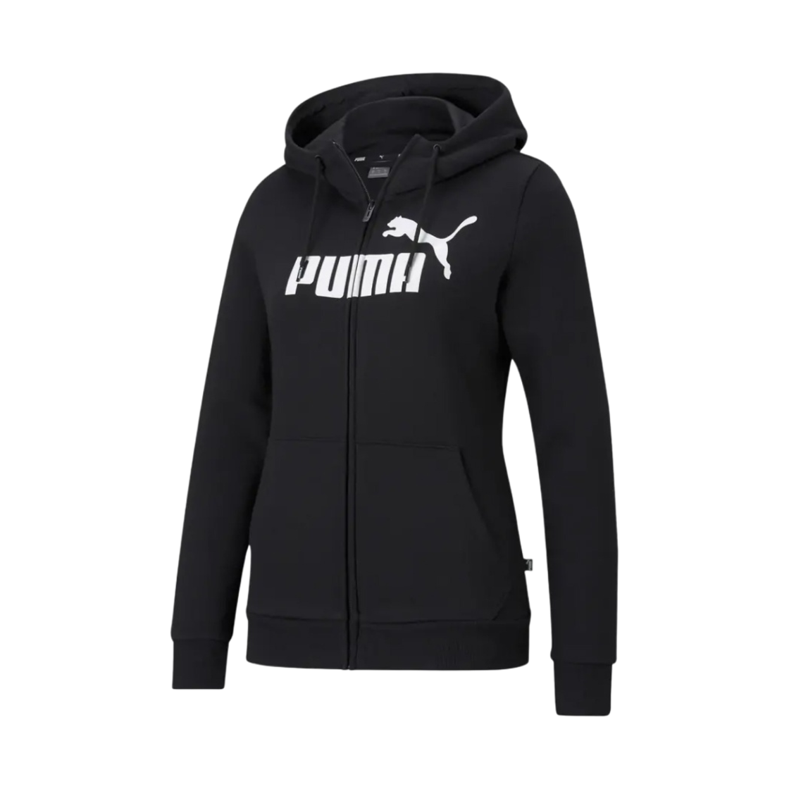 푸마 ESS 로고 풀 집 후드 FL 블랙
