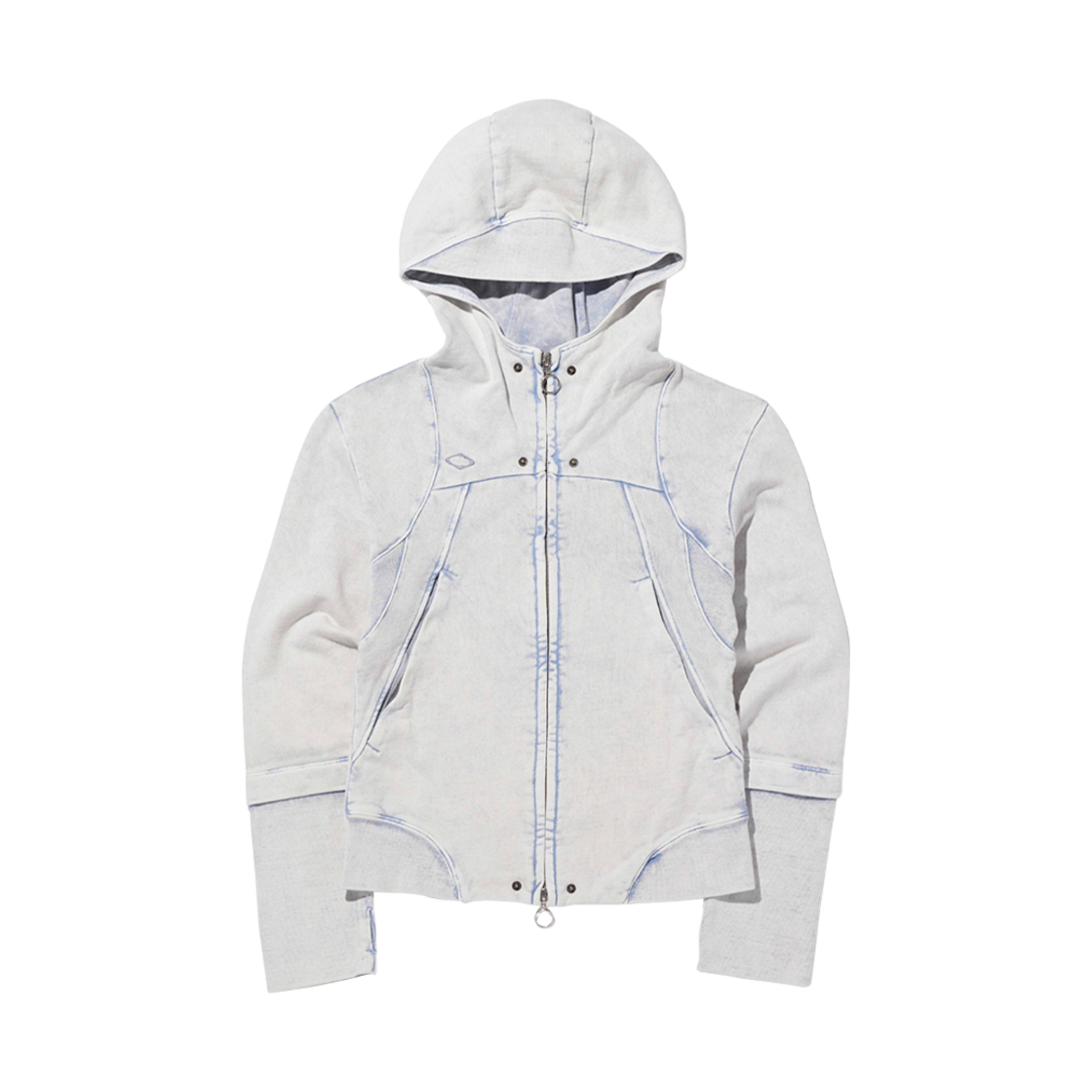 MF25SSHZ01 (W) Mischief Rhombus Punching Hoodie Zip Up Bleached Light Blue