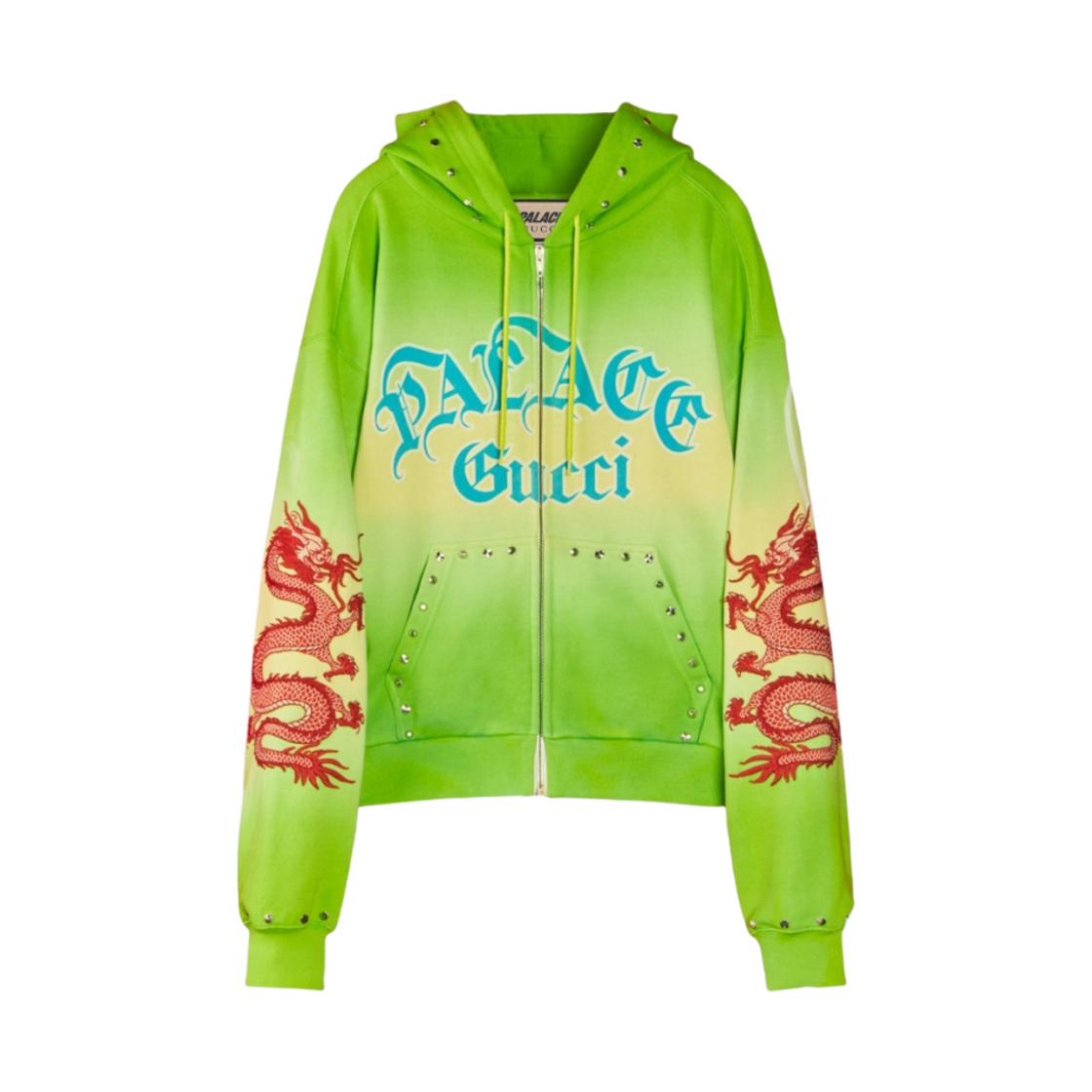 팔라스 x 구찌 스터드 자수 타이다이 후드 스웨트셔츠 그린 - 22FW(Palace x Gucci Studded and Embroidered Tie-Dye Hooded Sweatshirt Green - 22FW) - 1