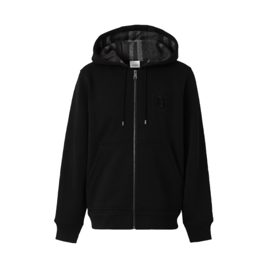 Burberry Letter Graphic Cotton Blend Zip Hoodie Black