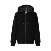Burberry Letter Graphic Cotton Blend Zip Hoodie Black
