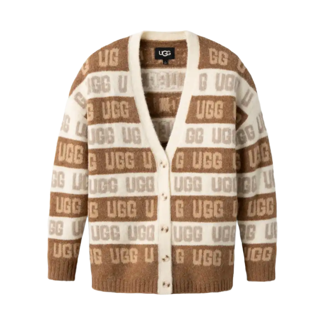 1149470-CHMU (W) UGG Graphic Logo Cardigan Chestnut Multi