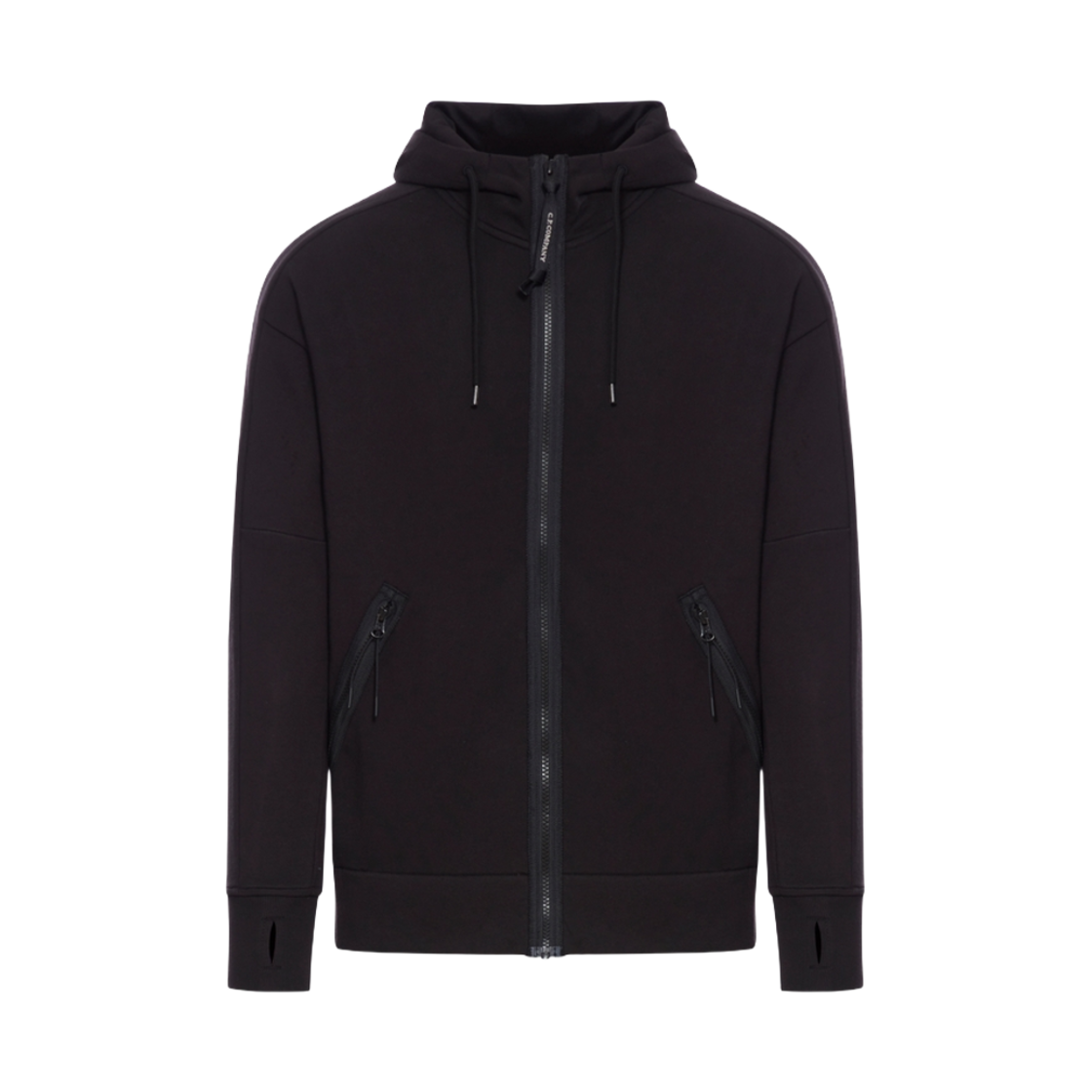 C.P. 컴퍼니 다이애그널 레이즈드 플리스 고글 후드 스웨트셔츠 블랙 - 25SS(C.P. Company Diagonal Raised Fleece Goggle Hooded Sweatshirt Black - 25SS)