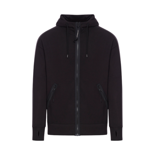 C.P. Company Diagonal Raised Fleece Goggle Hooded Sweatshirt Black - 25SS
