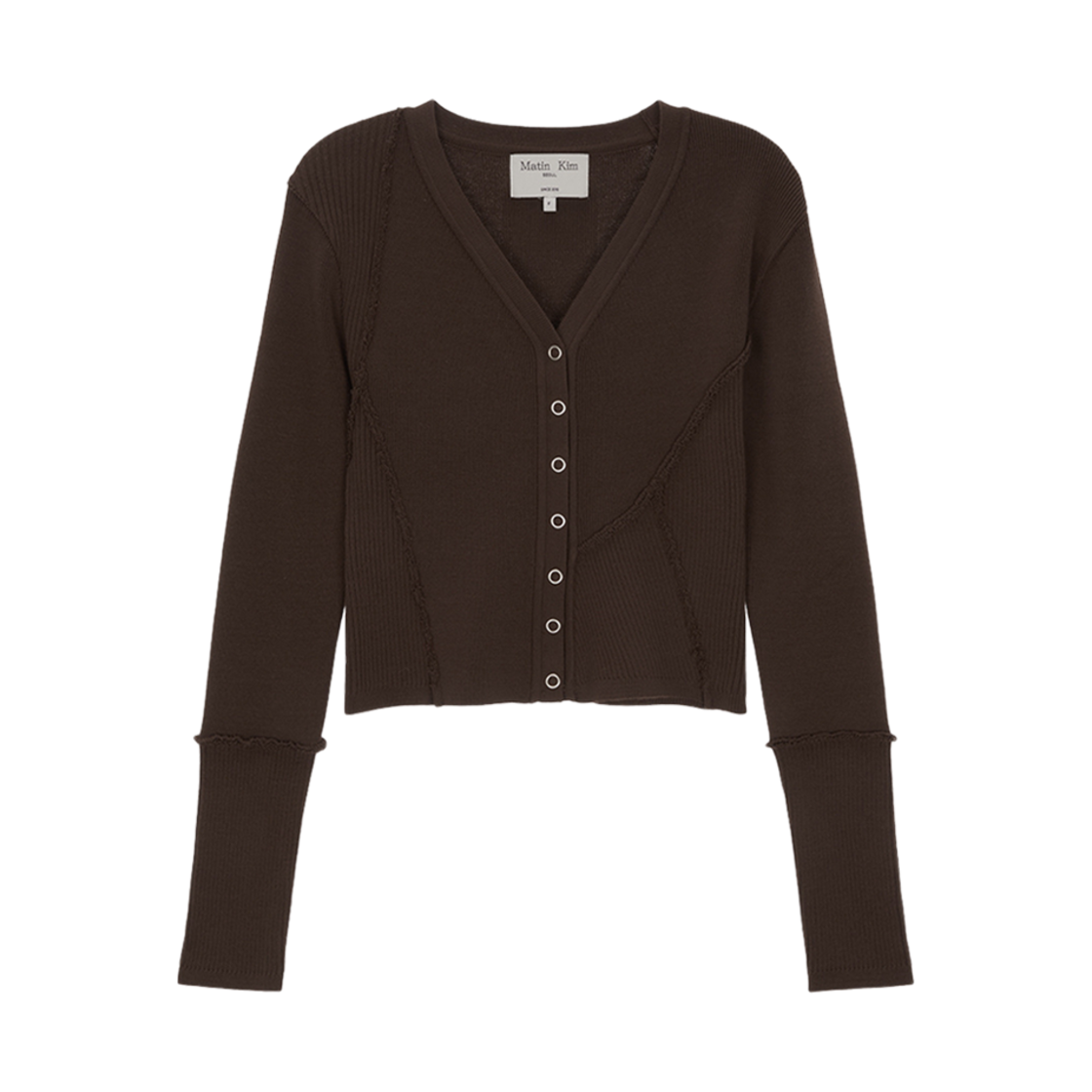 (W) 마뗑킴 컷아웃 디테일드 니트 가디건 브라운((W) Matin Kim Cut Out Detailed Knit Cardigan Brown)