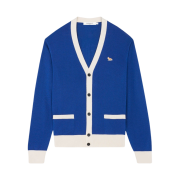 Maison Kitsune Baby Fox Patch Bi-Color Classic Cardigan Deep Blue