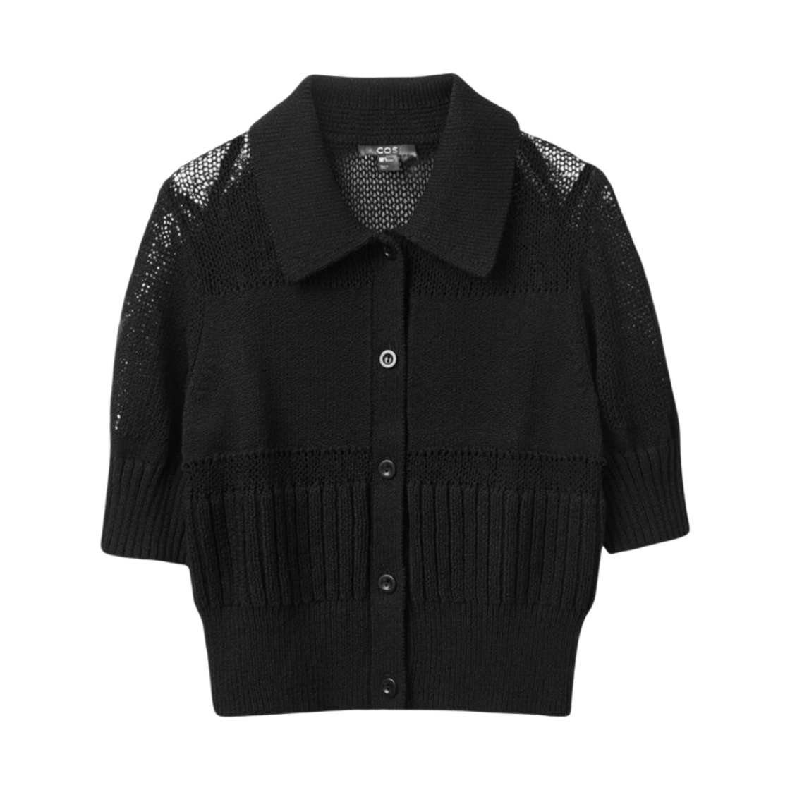 0908950004 (W) COS Mesh Panel Knitted Top Black