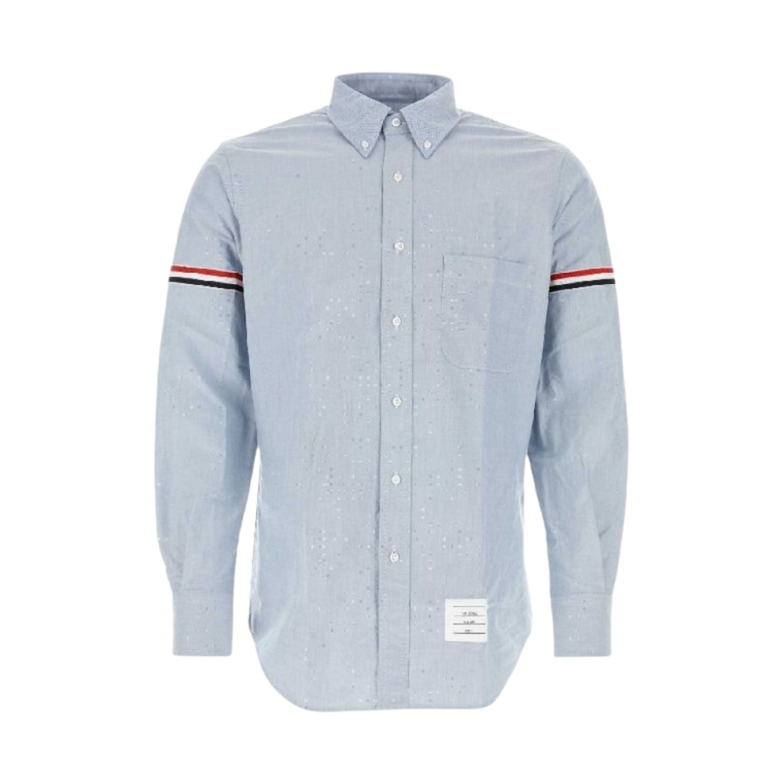 MWL150E-F0313-480 Thom Browne Oxford Striped Grosgrain Armband Classic Shirt Light Blue