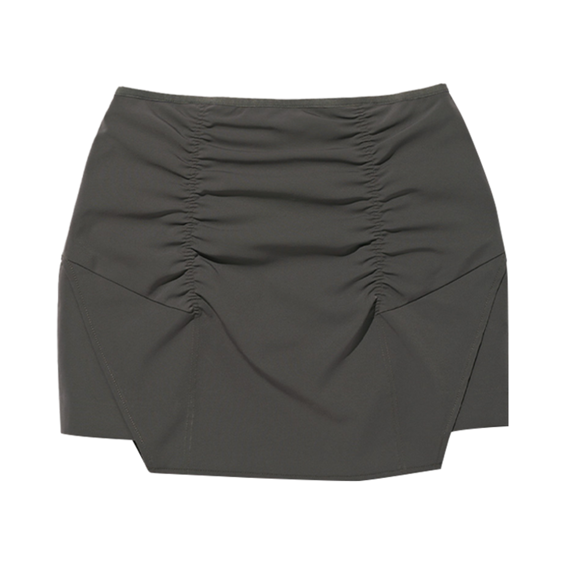 (W) 미스치프 시어링 미니 스커트 카키 그레이((W) Mischief Shirring Mini Skirt Khaki Grey) - 2