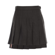 (W) Thom Browne Super 120S Twill Dropped Back Pleated School Uniform Mini Skirt Dark grey