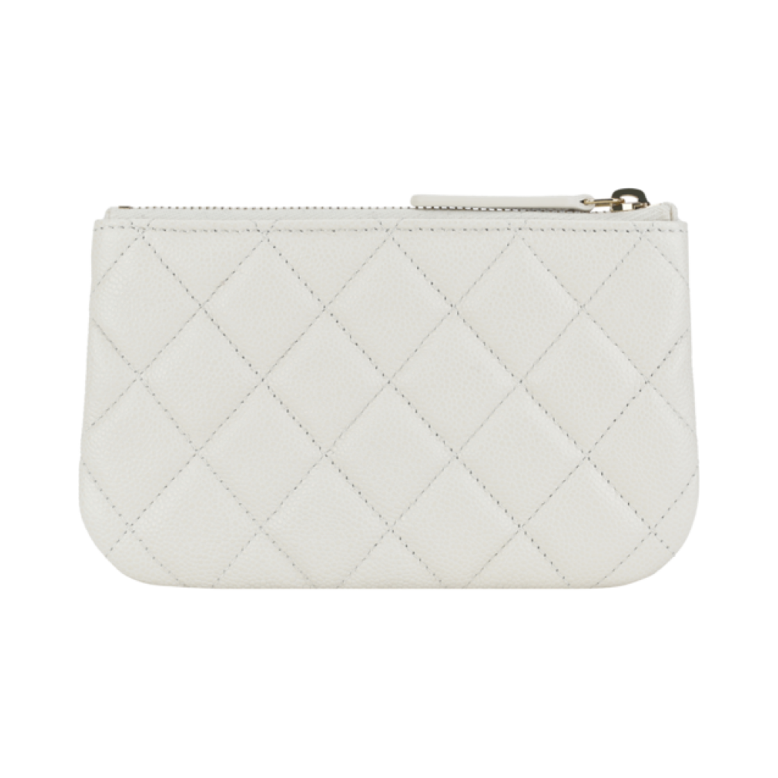 샤넬 클래식 지퍼 케이스 그레인드 샤이니 카프스킨 & 골드 메탈 화이트(Chanel Classic Small Zipped Case Grained Shiny Calfskin & Gold White) - 2