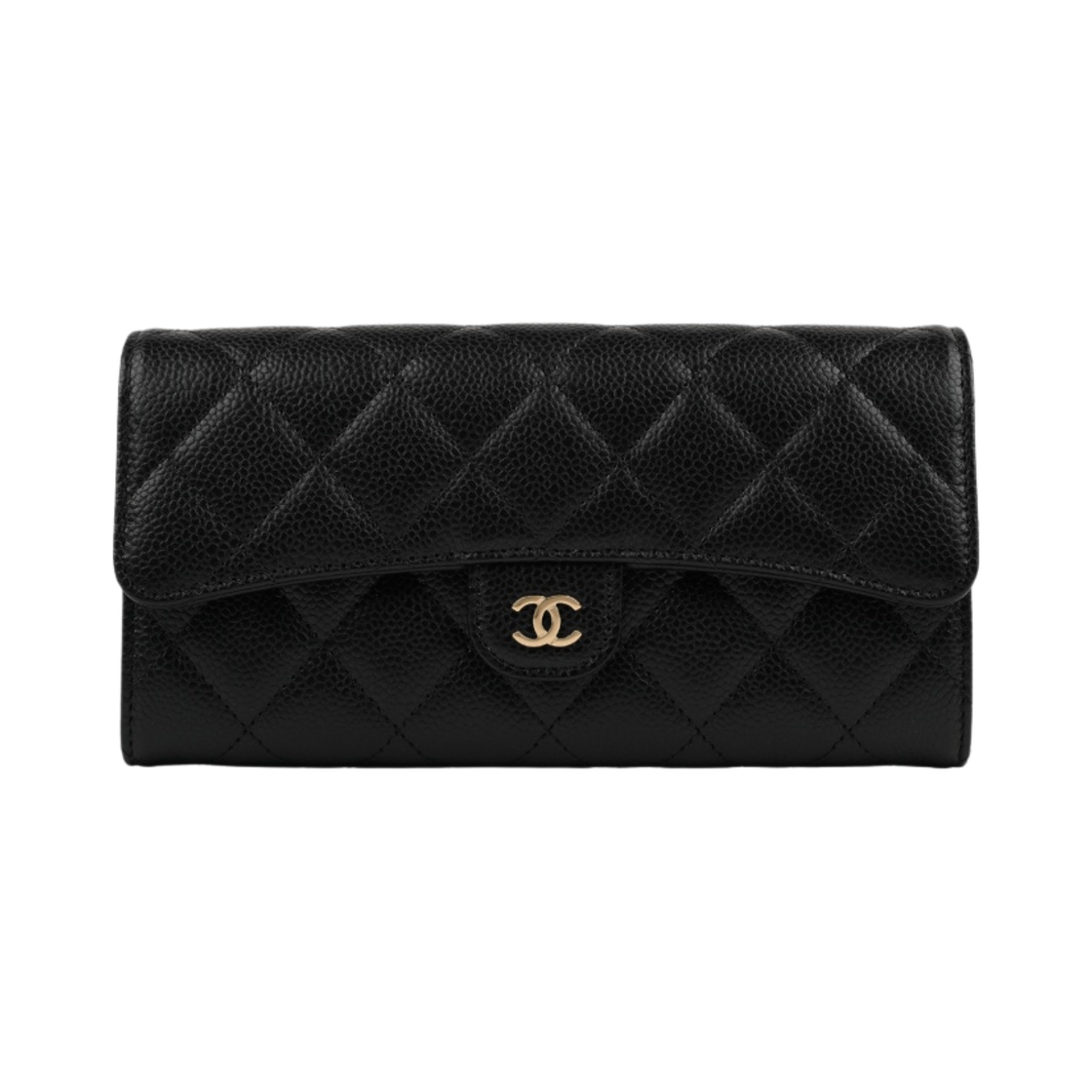 AP0241-Y01864-C3906 Chanel Classic Long Flap Wallet Grained Calfskin & Gold Black