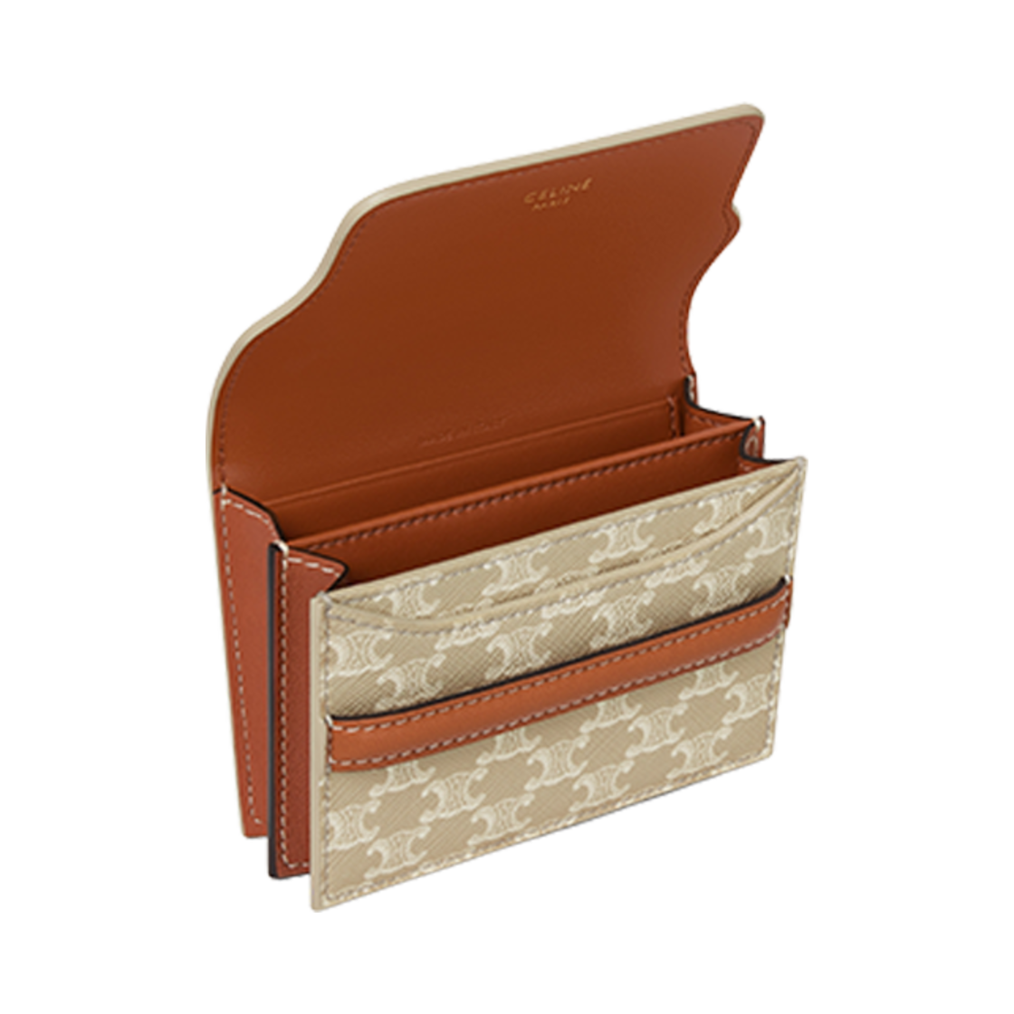 셀린느 비즈니스 카드 홀더 트리옹프 캔버스 램스킨 그레지(Celine Business Card Holder in Triomphe Canvas Lambskin Grege) - 4