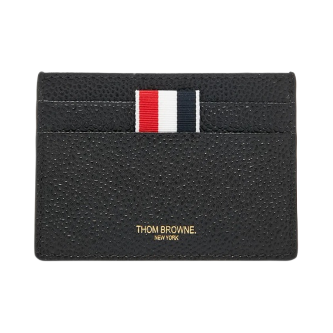 MAW020L-00198-001 Thom Browne Pebble Grain Leather Stripe Single Card Holder Black