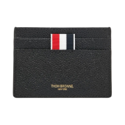 Thom Browne Pebble Grain Leather Stripe Single Card Holder Black