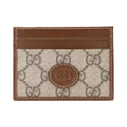 Gucci Interlocking G Card Case Beige Ebony Brown