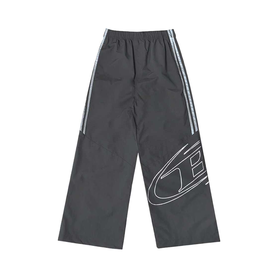 BF3MLP220CH BORN TO WIN Reflective Line Big Symbol Wide Pants Charcoal