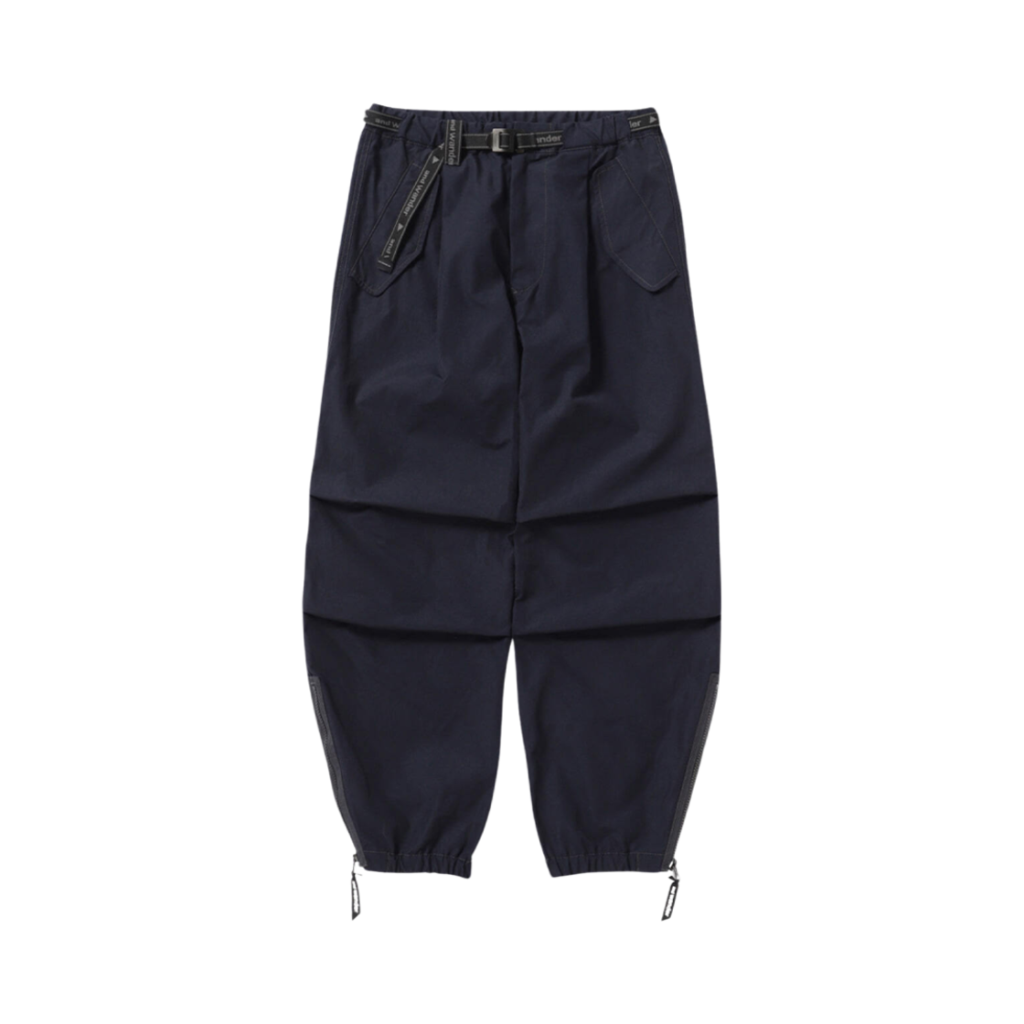 앤드 원더 하이 카운트 클로스 사이드 집 헴 팬츠 네이비(And Wander High Count Cloth Side Zip Hem Pants Navy)